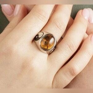 Tiger Eye Titatium Stainless Steel Ring